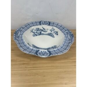 Johnson Bros Mongolia Oval Serving Bowl 11" Blue White Ironstone England